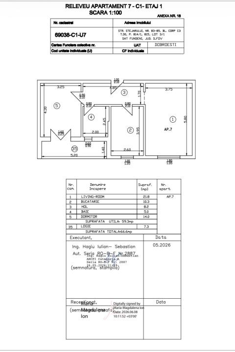 Apartament 2 camere decomandat | 66,6 mp | Finisat la cheie | Dobroești